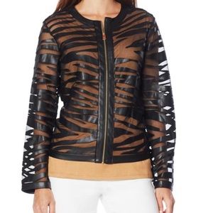 Colleen Lopez Faux Leather and Mesh Tiger Jacket